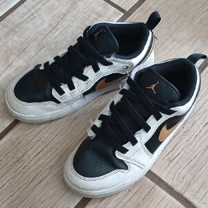 Jordan 1 Size 3 Low-Top Sneakers in Black, White & Gold